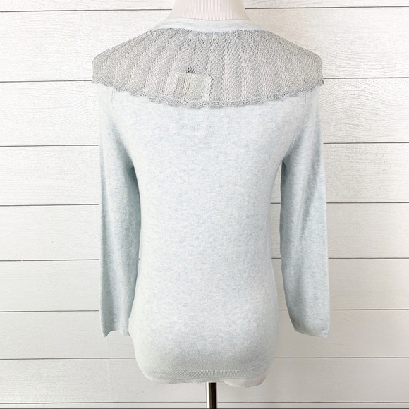 SPARROW Anthropologie Shimmer Fan Cardigan Sweater Button Blue XS - Picture 4 of 11